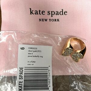 KATE SPADE ♠️ GOLD PAVE BUTTERFLY 🦋 RING ~ SIZE 6. ~ NWT